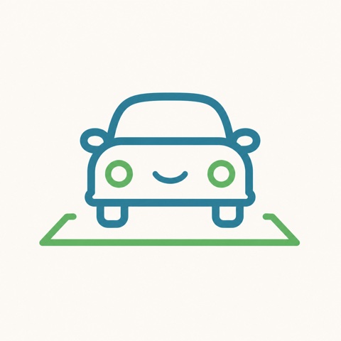 駐車場にとまる車のイラスト